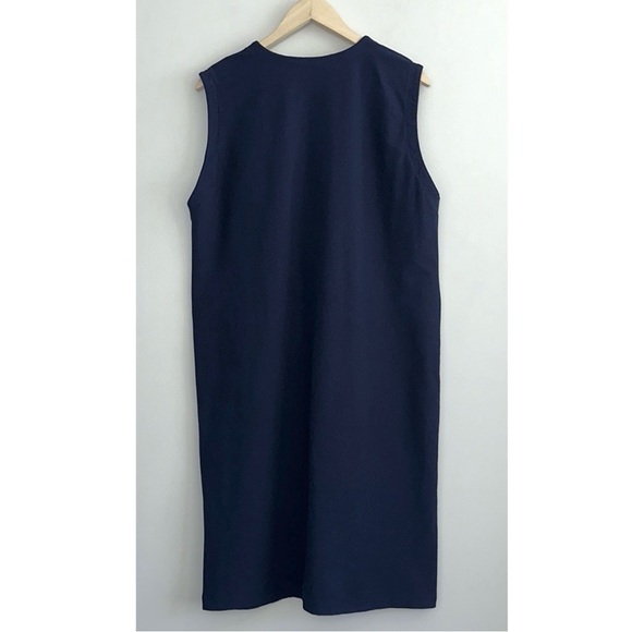 EILEEN FISHER Washable Stretch Crepe Deep V-Neck Dress in Midnight - Picture 9 of 13